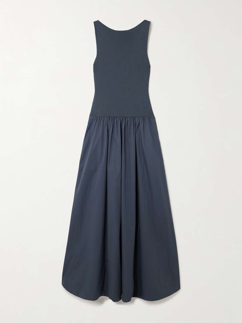 St. Agni Open-back Jersey And Cotton-poplin Maxi Dress