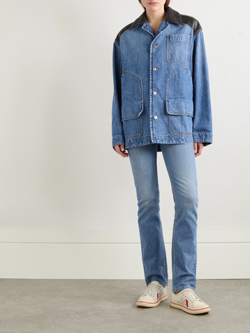 Bottega Veneta Intrecciato leather-trimmed denim jacket