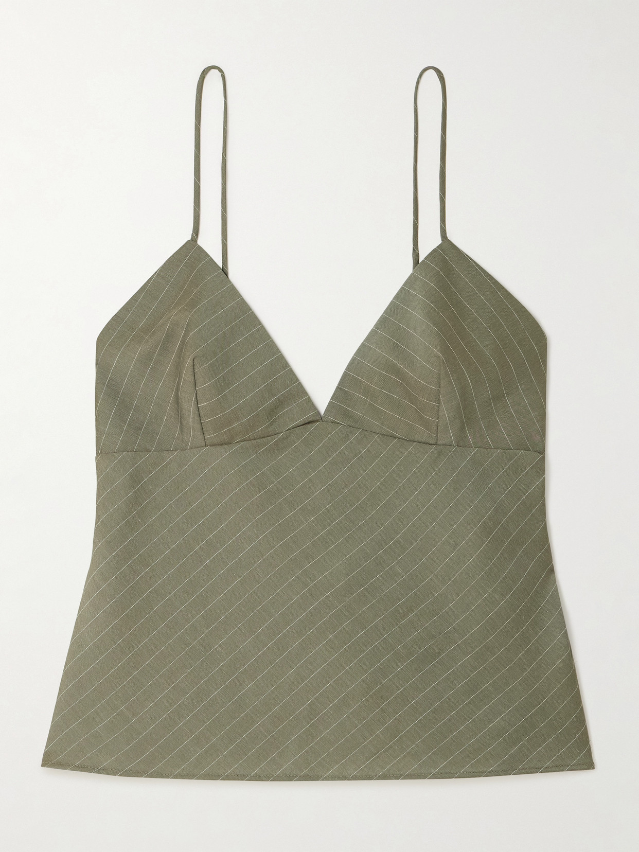 St Agni Pinstriped Twill Camisole In Green