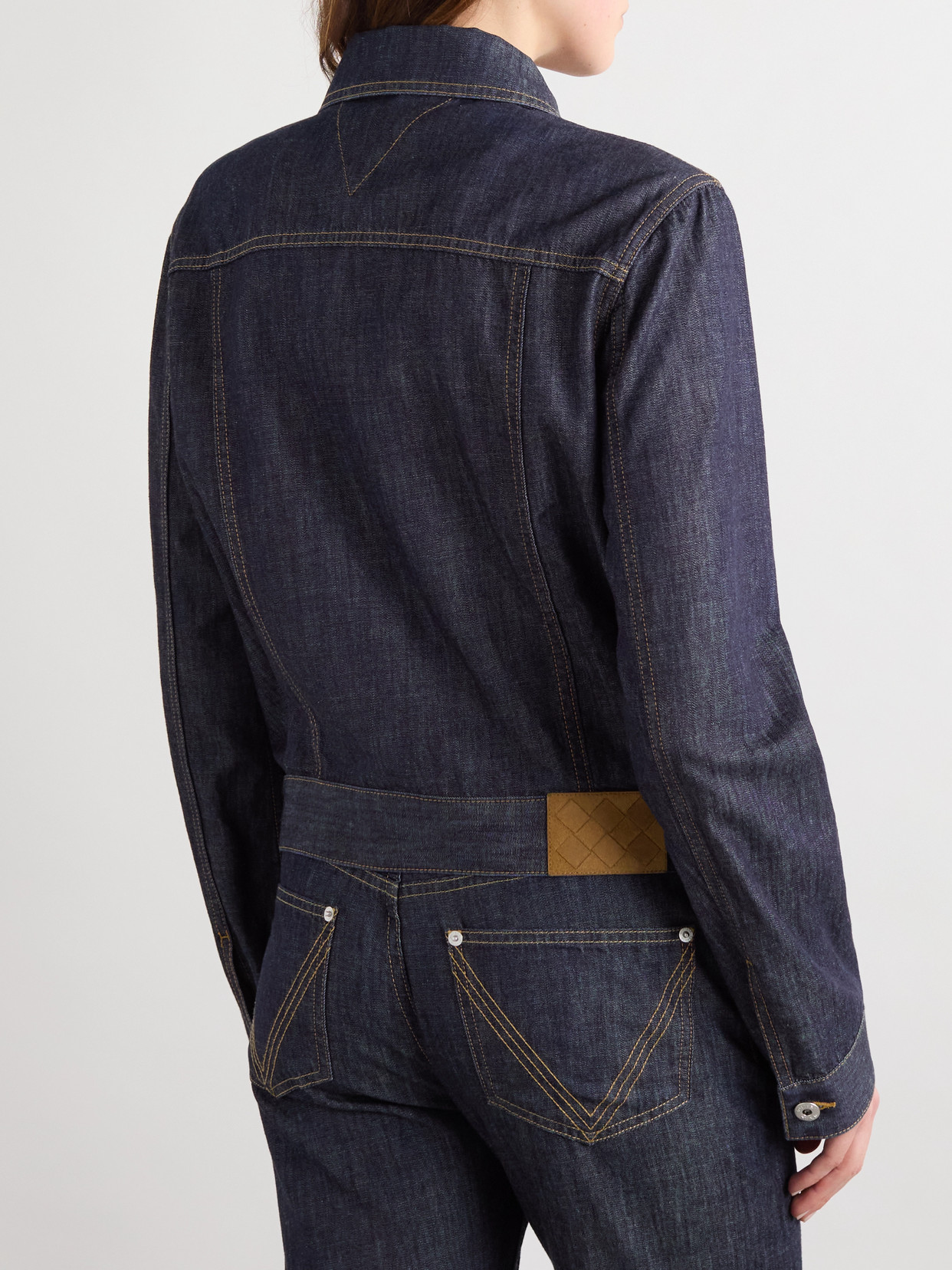 Bottega Veneta Intrecciato Suede-trimmed Denim Jacket