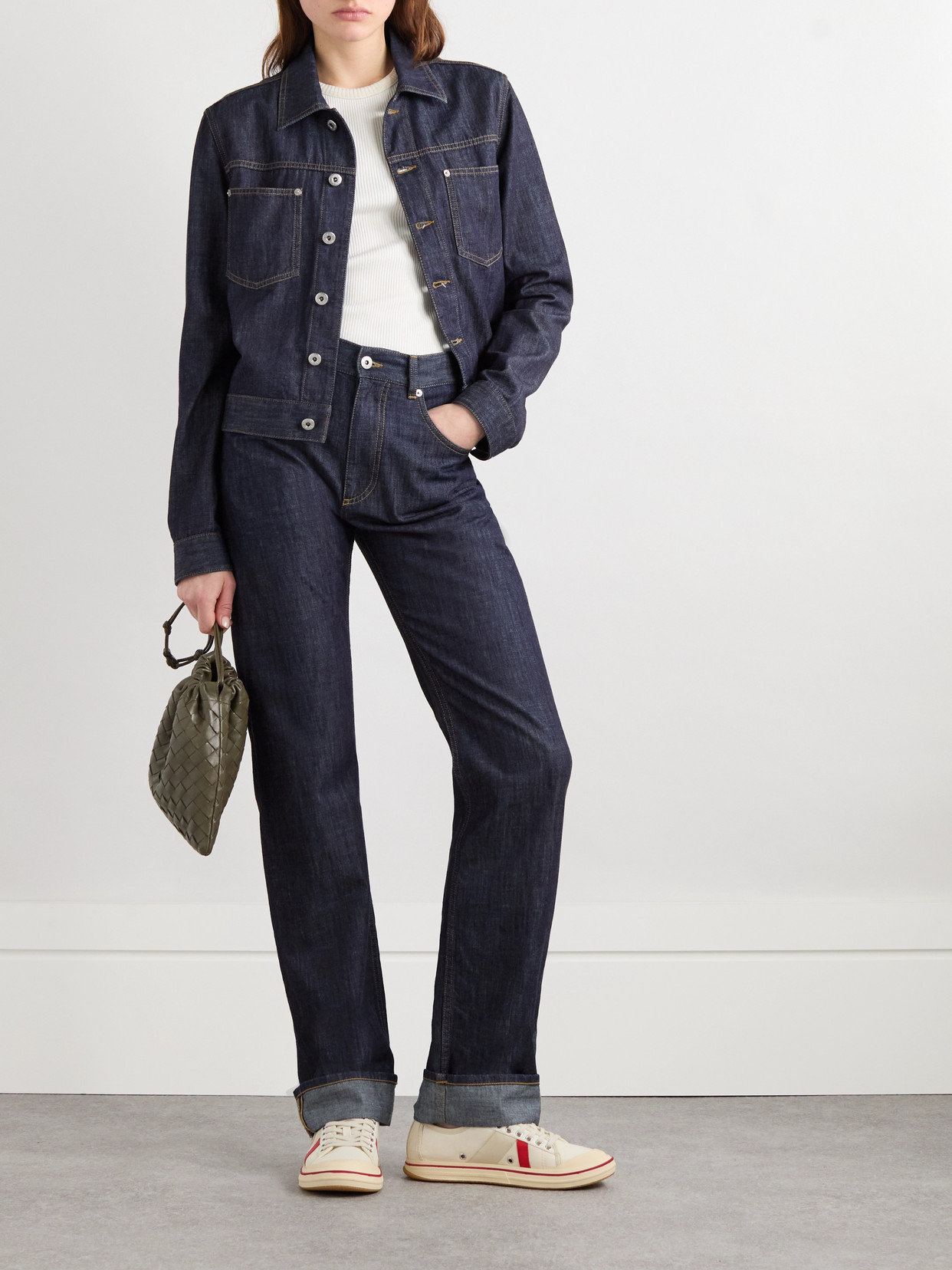 Bottega Veneta Intrecciato Suede-trimmed Denim Jacket
