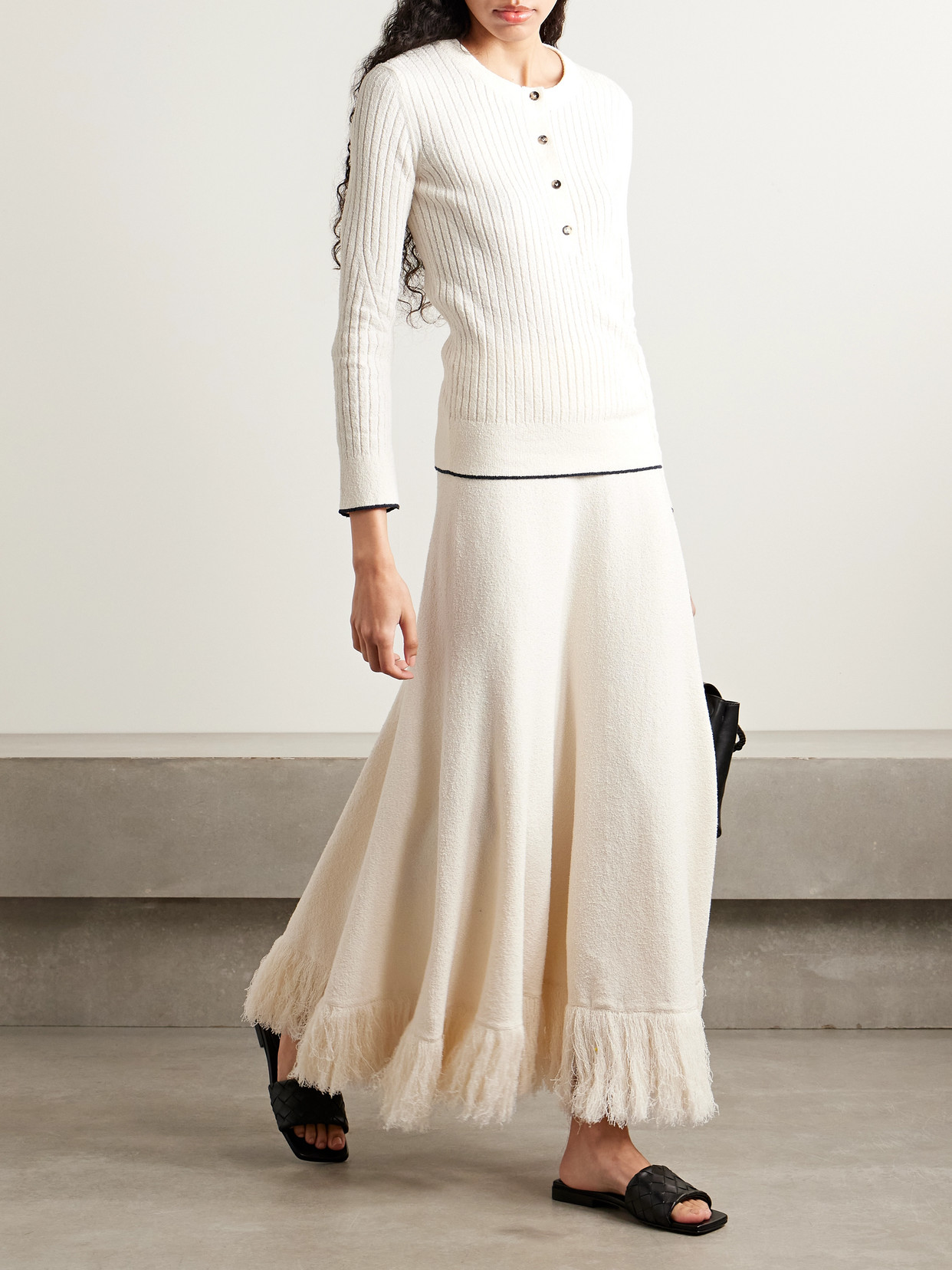 Bottega Veneta Ribbed Cotton-blend Bouclé Top