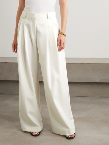 St. Agni Pleated wool-blend twill wide-leg pants