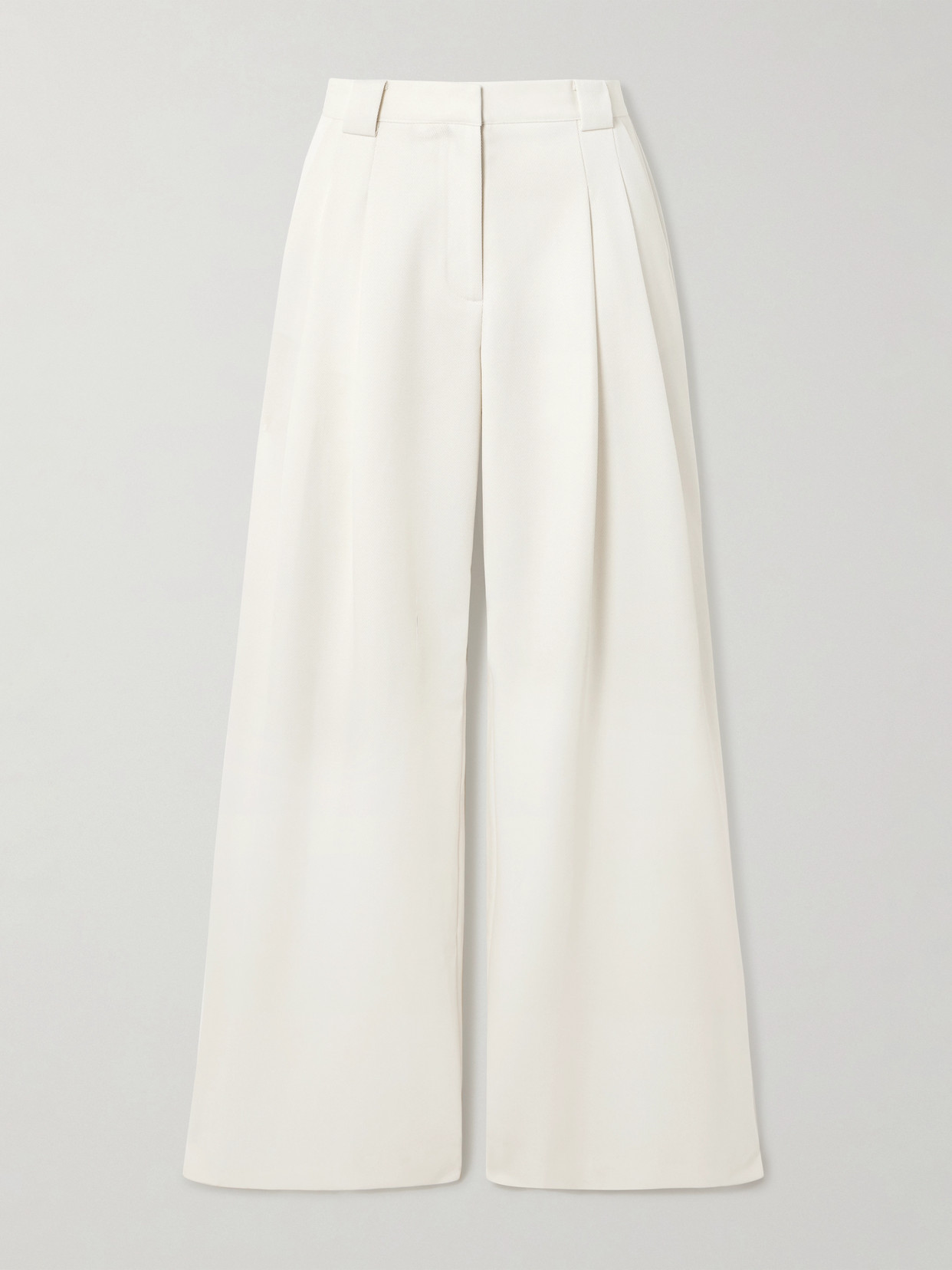St Agni Pleated Wool-blend Twill Wide-leg Pants In White