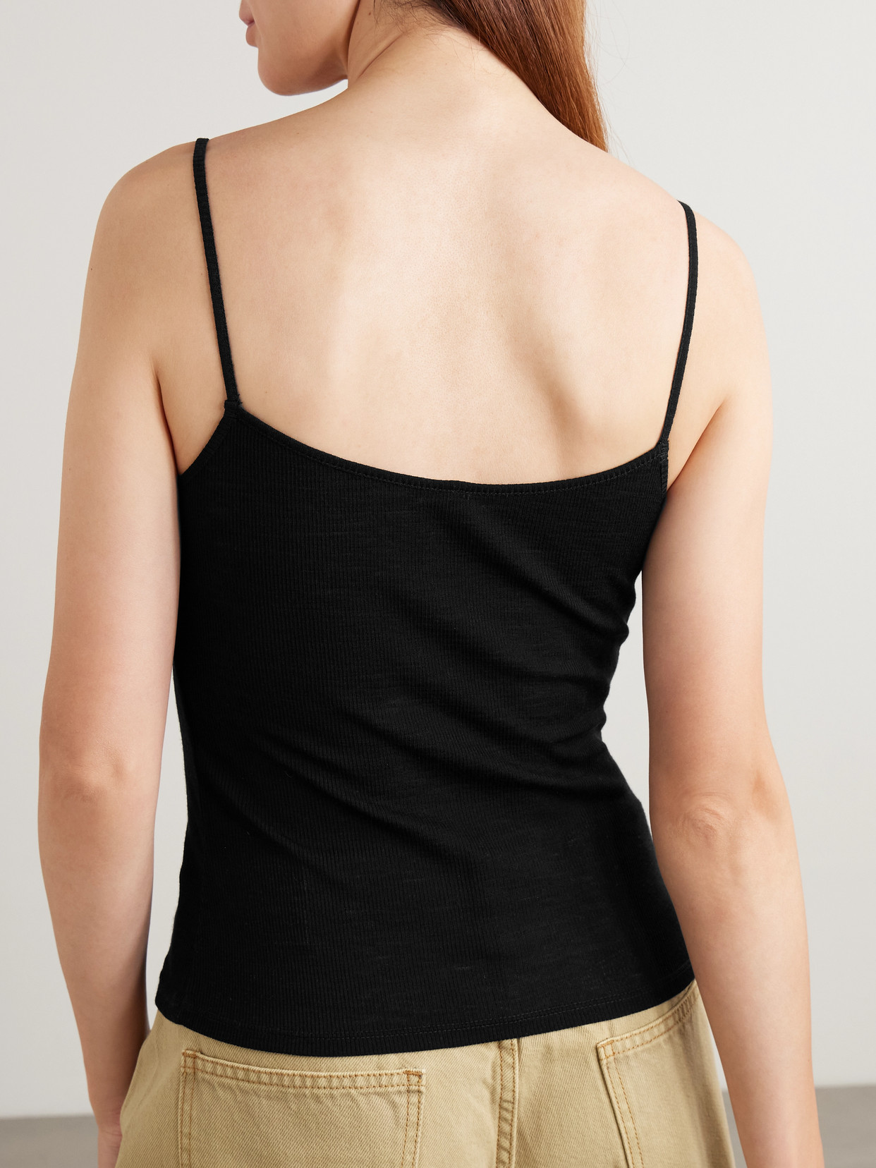 St Agni Baby Ribbed Merino Wool Camisole In Black