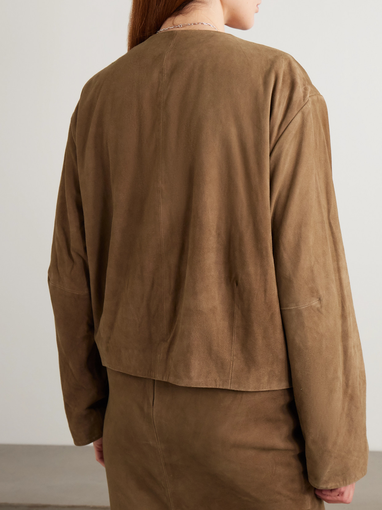 St Agni Utility Cocoon Suede Jacket In Brown