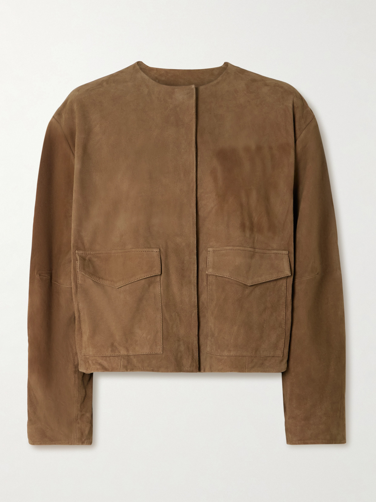 St Agni Utility Cocoon Suede Jacket In Brown