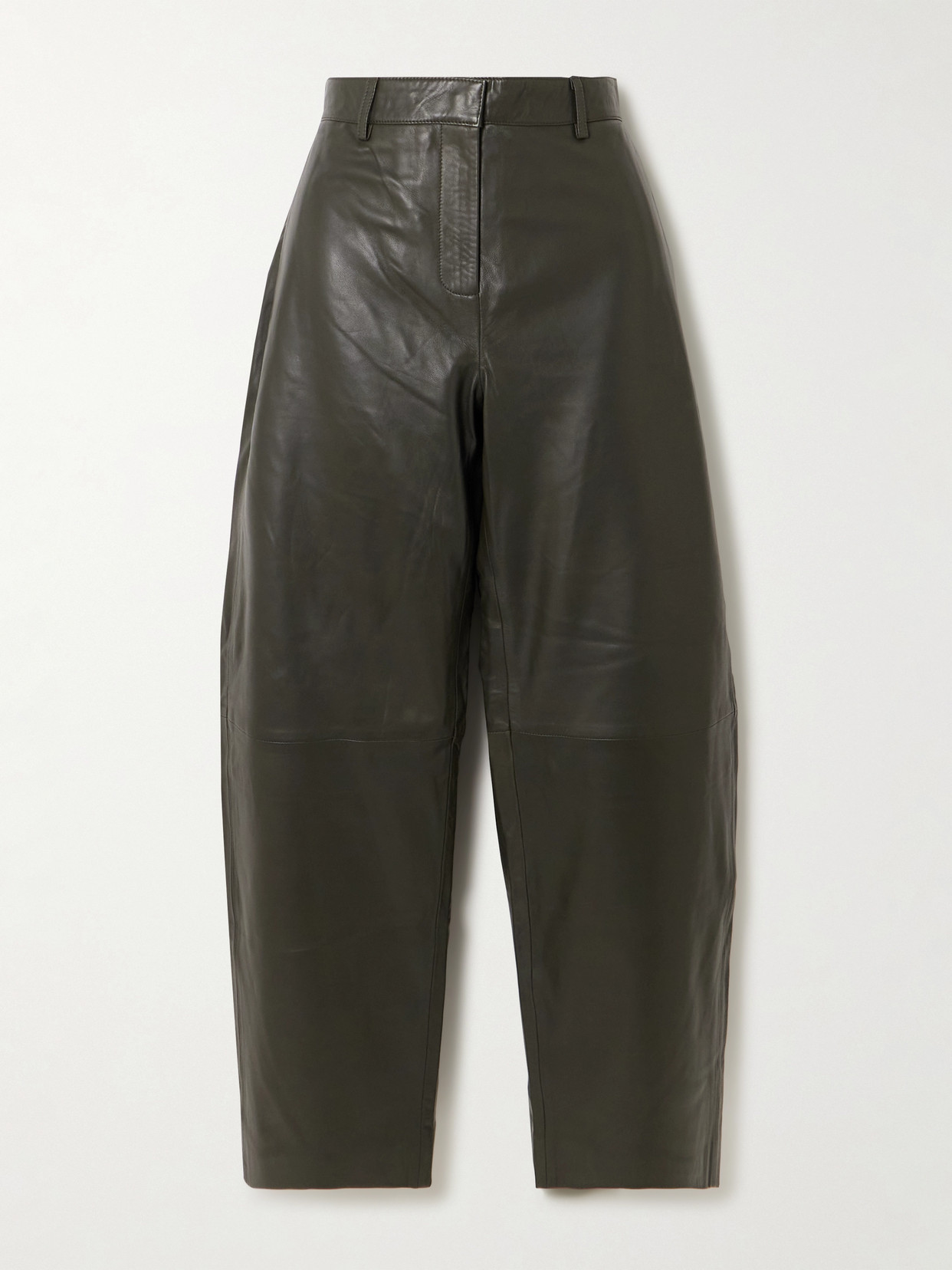 St Agni Leather Tapered Pants In Green