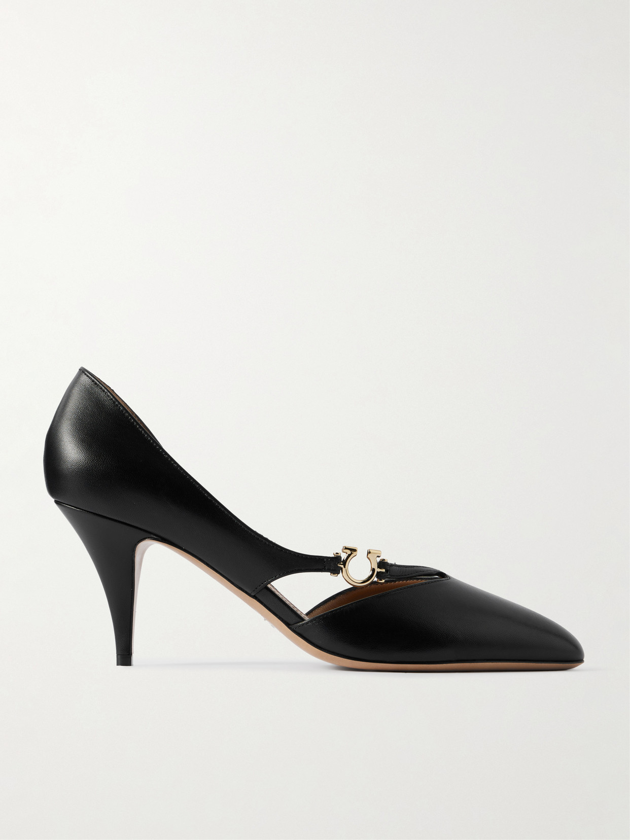 Ferragamo Moreen Embellished Leather Pumps In Black