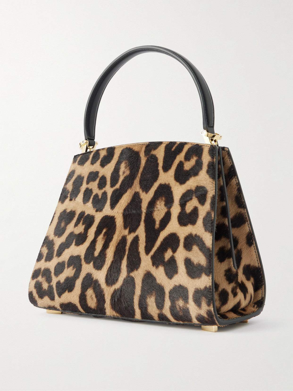 Ferragamo St. Box Leather-trimmed Leopard-print Pony Hair Tote In Multi
