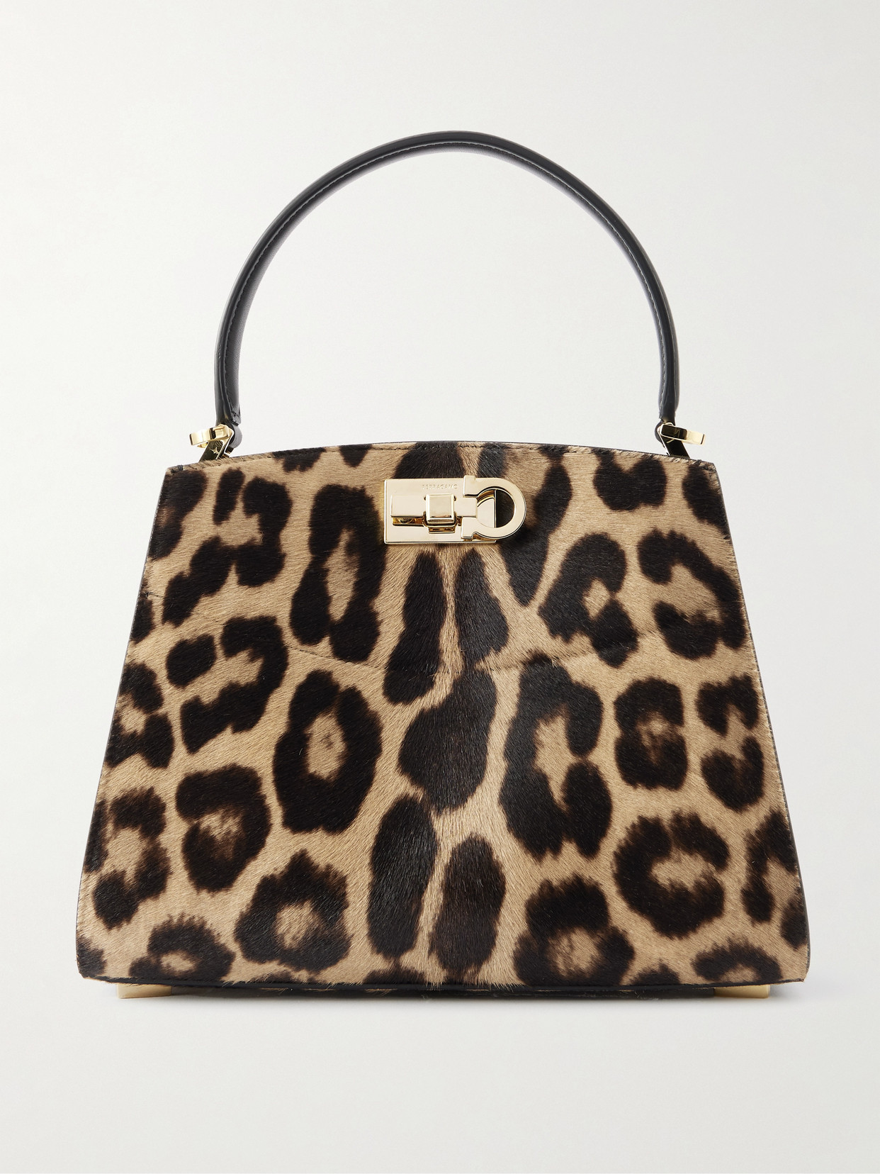 Ferragamo St. Box Leather-trimmed Leopard-print Pony Hair Tote In Multi