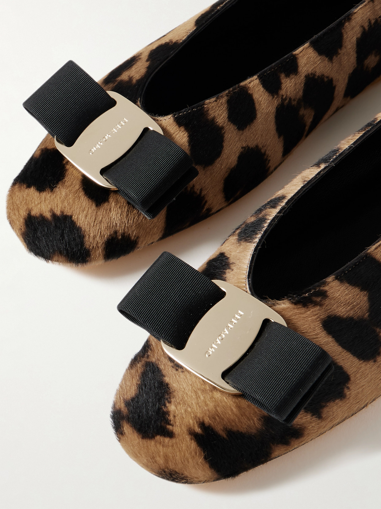 Ferragamo Vanna Leopard-print Calf Hair Ballet Flats In Animal Print
