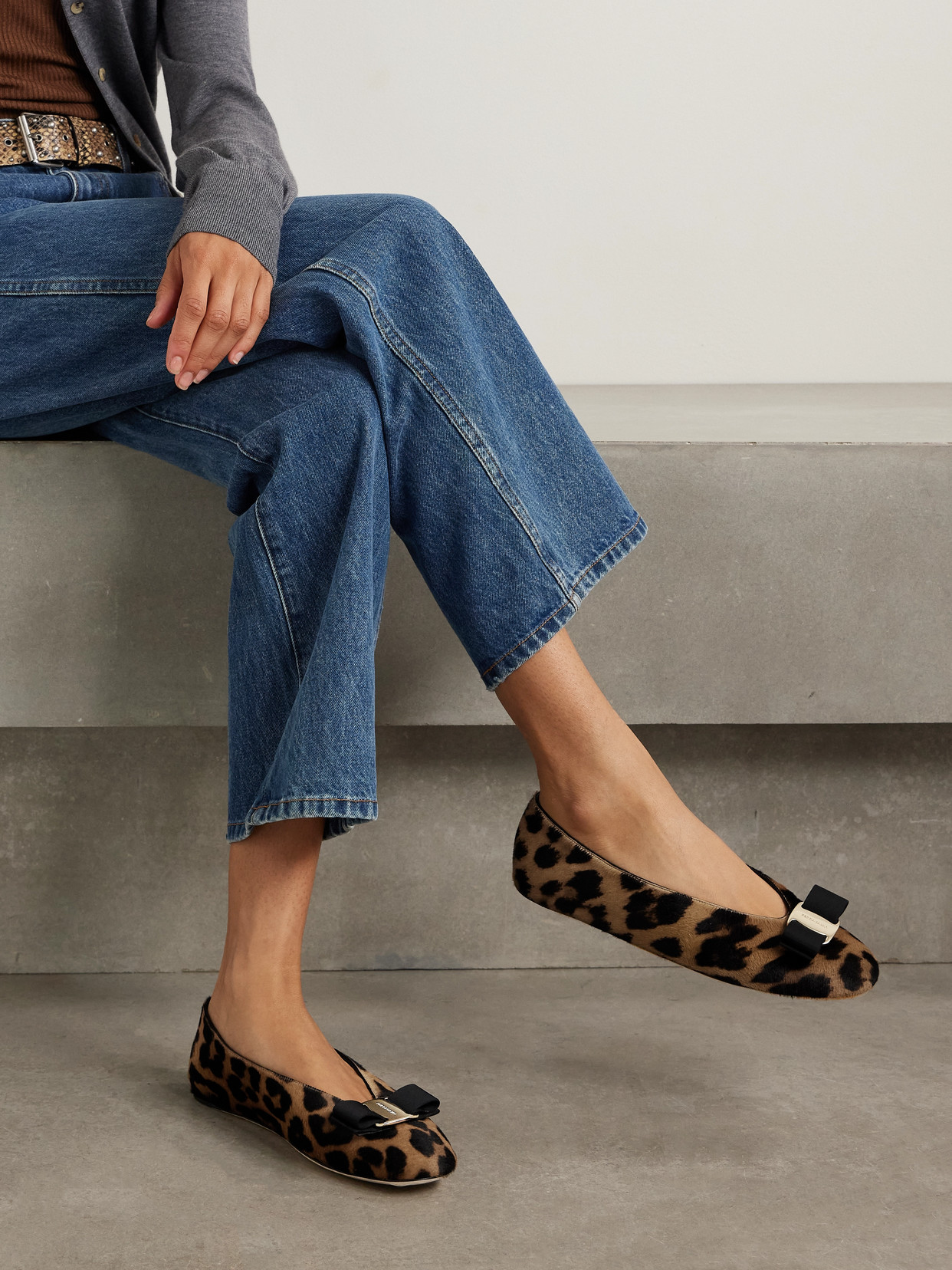 Ferragamo Vanna Leopard-print Calf Hair Ballet Flats In Animal Print