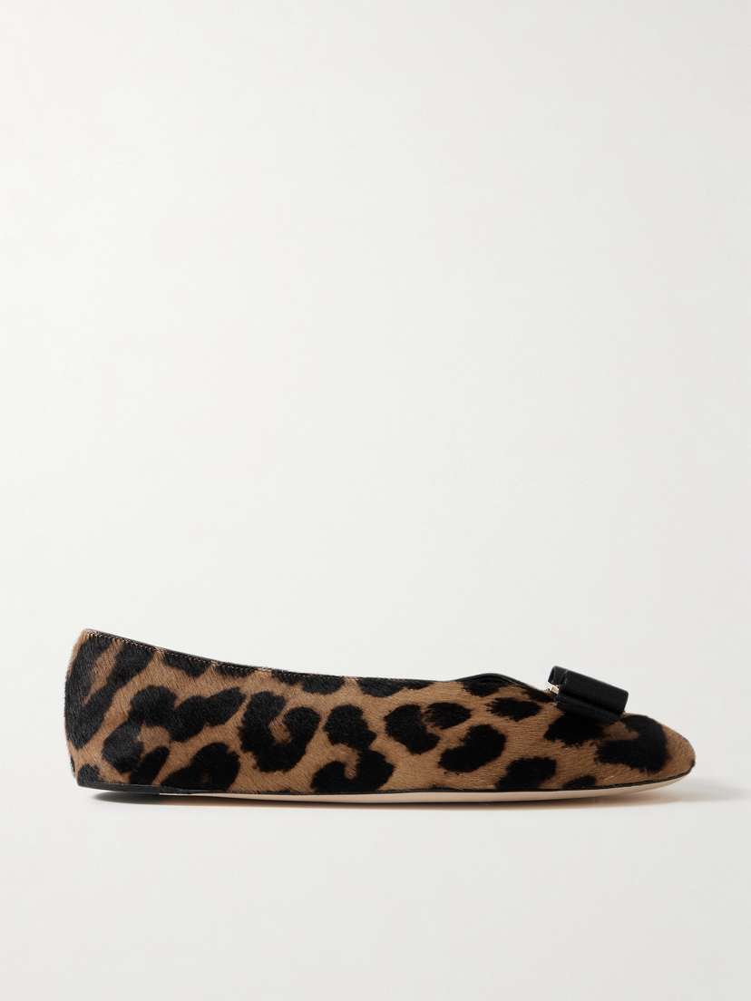 Ferragamo Vanna Leopard-print Calf Hair Ballet Flats