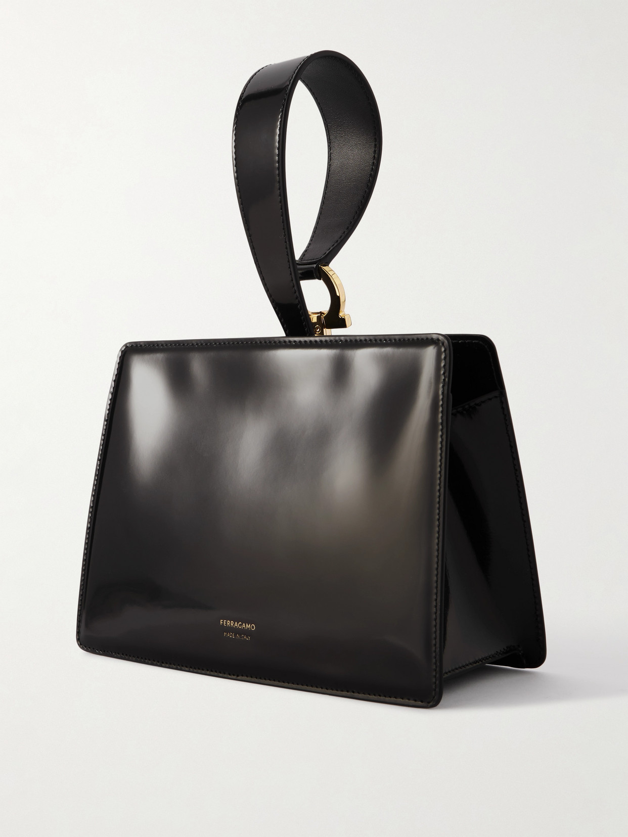Ferragamo Mini Embellished Patent-leather Clutch