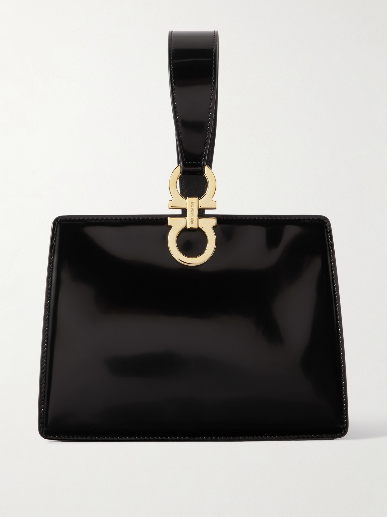 Ferragamo Mini Embellished Patent-leather Clutch