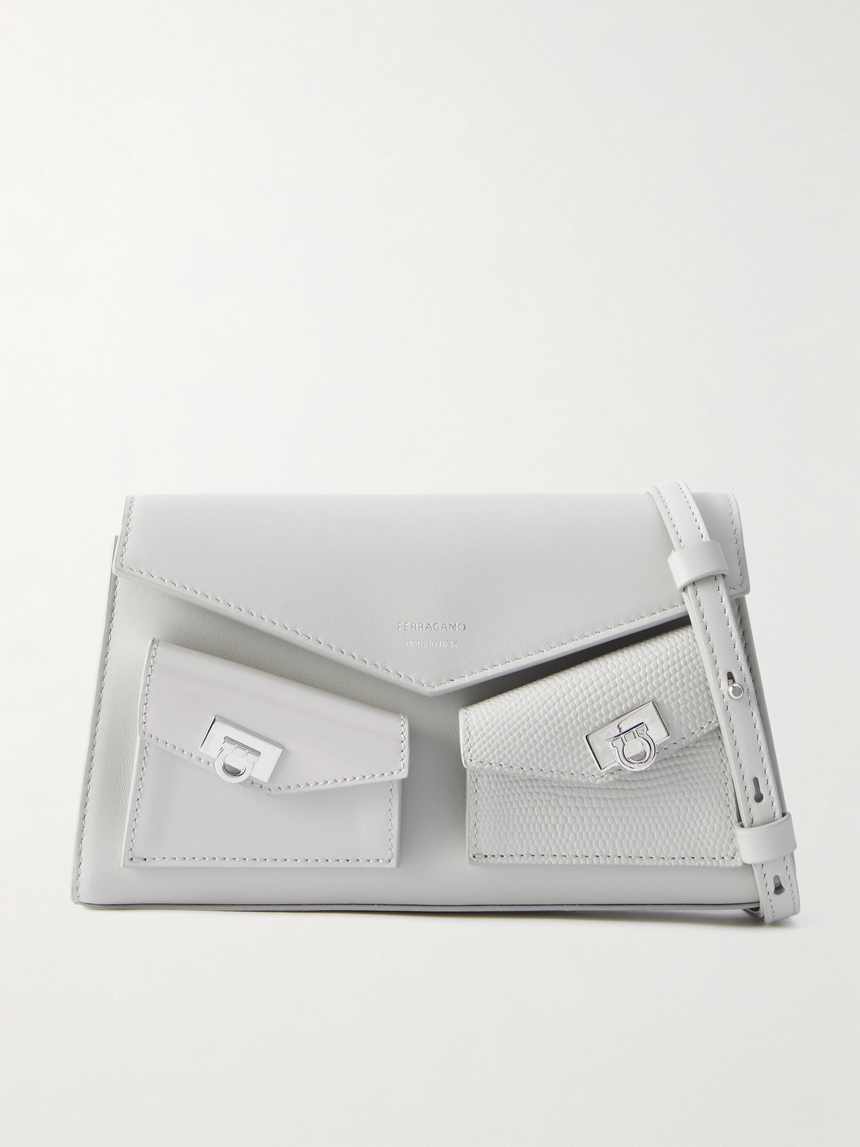 Ferragamo Leather Shoulder Bag In Gray