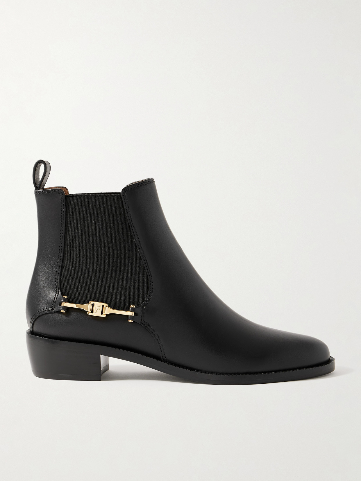 Ferragamo Embellished Leather Chelsea Boots In Black