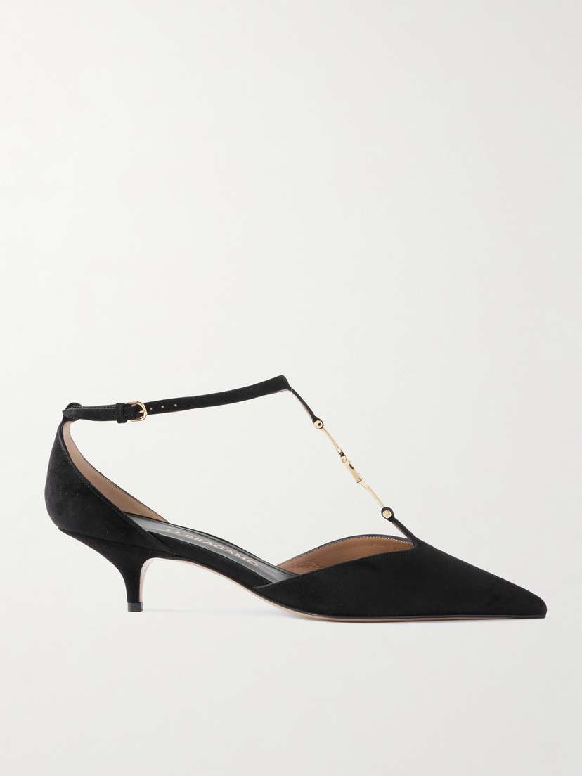Ferragamo Traci Embellished Suede Pumps