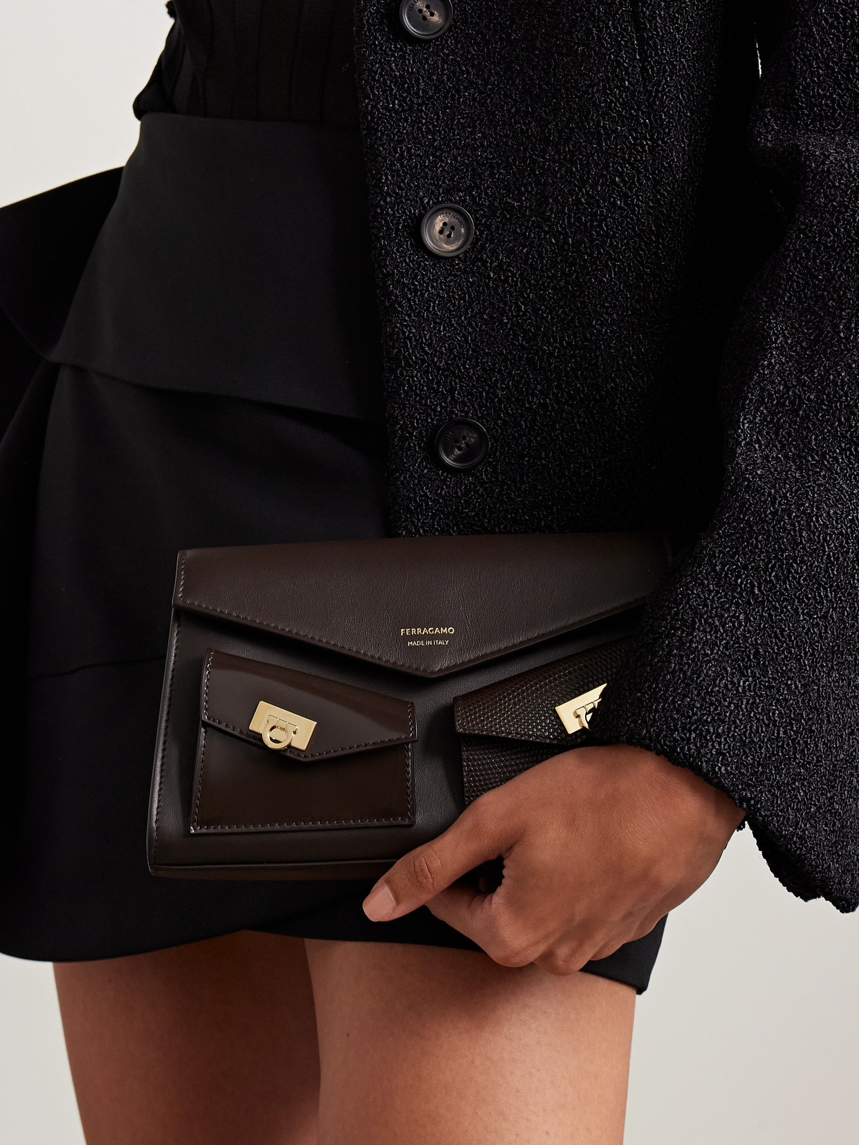Ferragamo Mini Hug Shoulder Bag In Brown