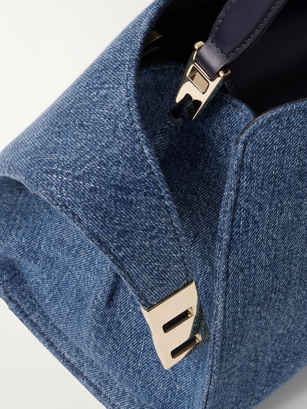 Ferragamo Hug Small Denim Tote In Blue