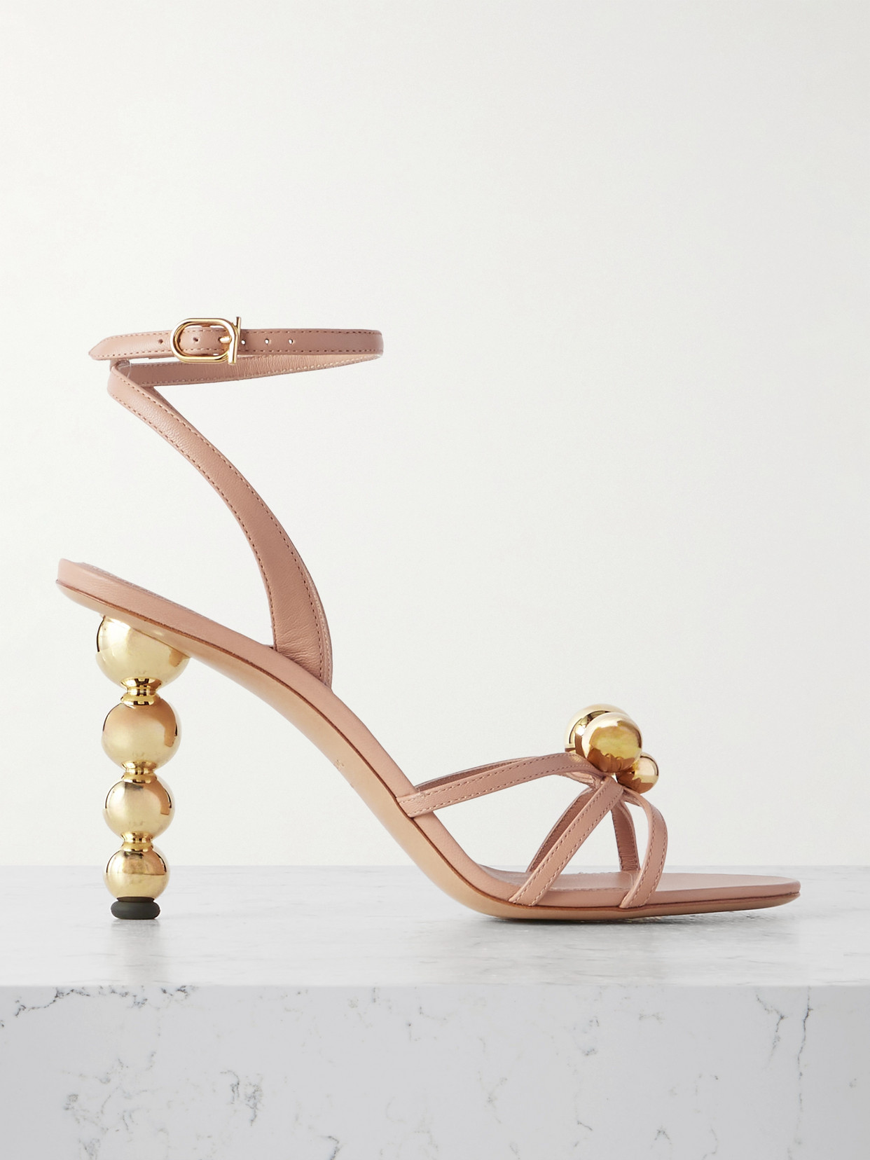 Ferragamo Karina Embellished Leather Sandals In Neutral