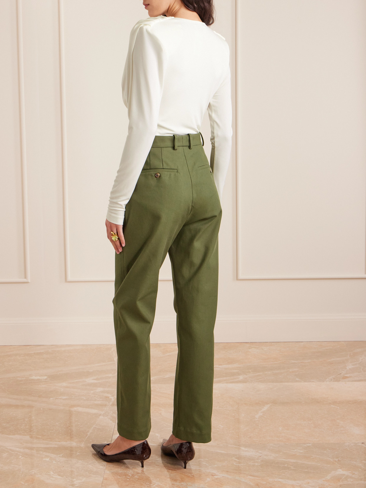 Wardrobe.nyc Cotton-drill Straight-leg Pants In Green