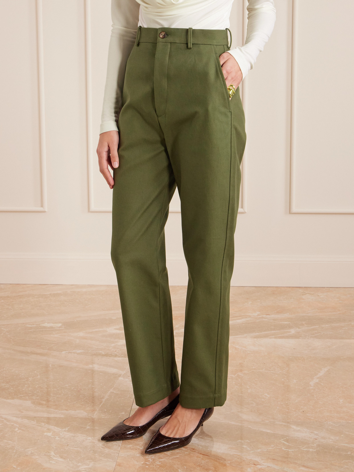 Wardrobe.nyc Cotton-drill Straight-leg Pants In Green