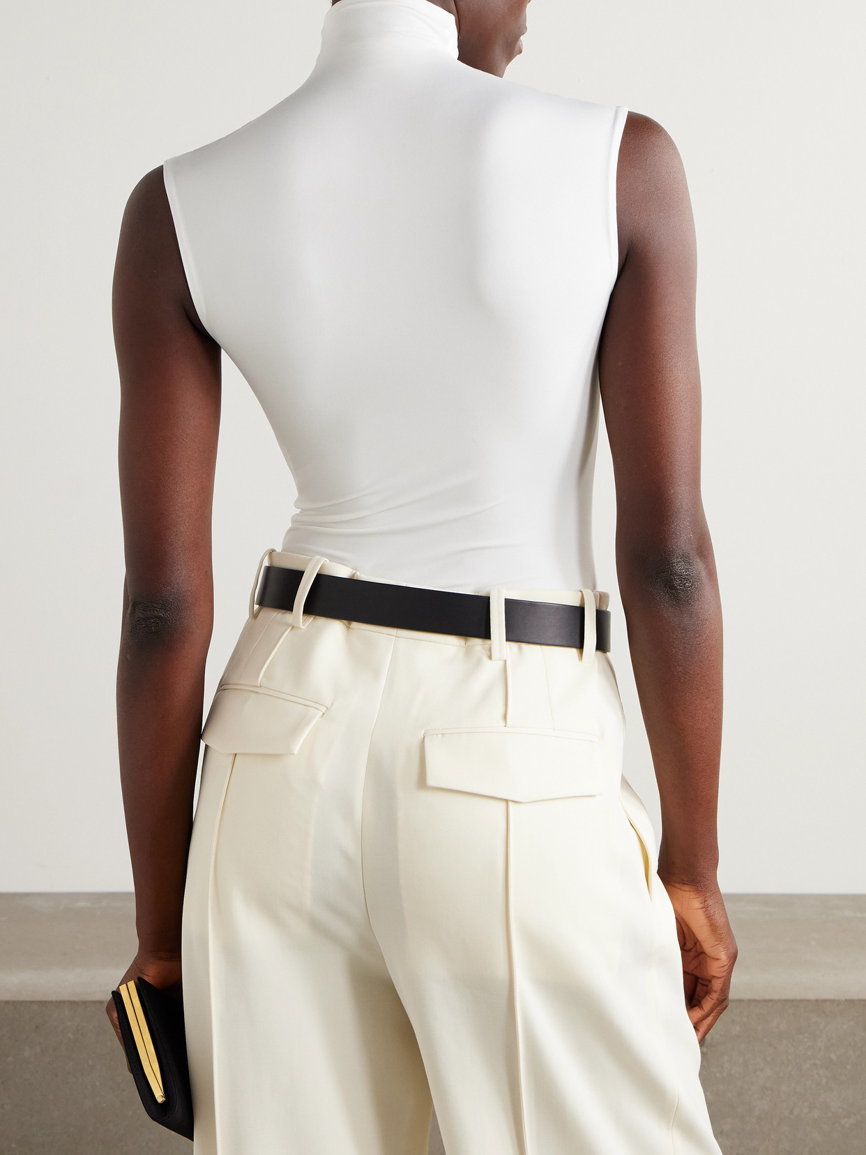 Wardrobe.nyc + Rhw Stretch-jersey Turtleneck Bodysuit In White