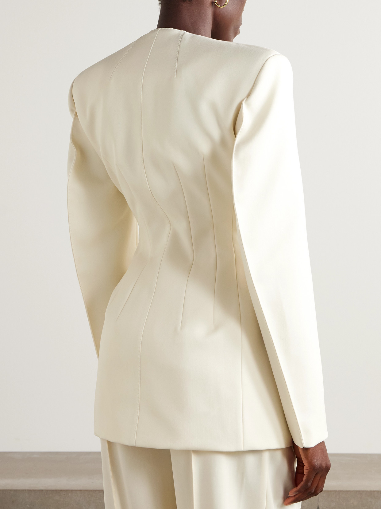 Wardrobe.nyc X Rhw Double-breasted Wool-blend Mini Blazer Dress In White