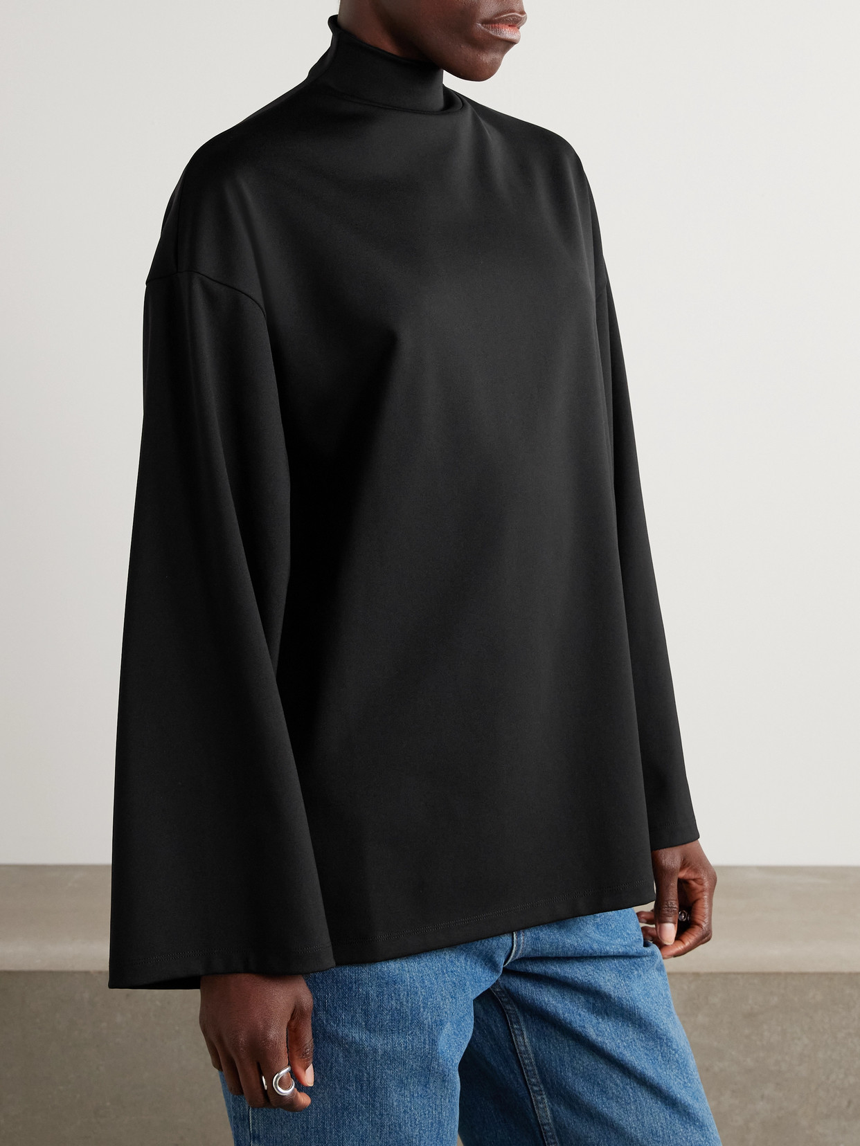 Wardrobe.nyc Opaque Lounge Stretch-polyamide Top In Black