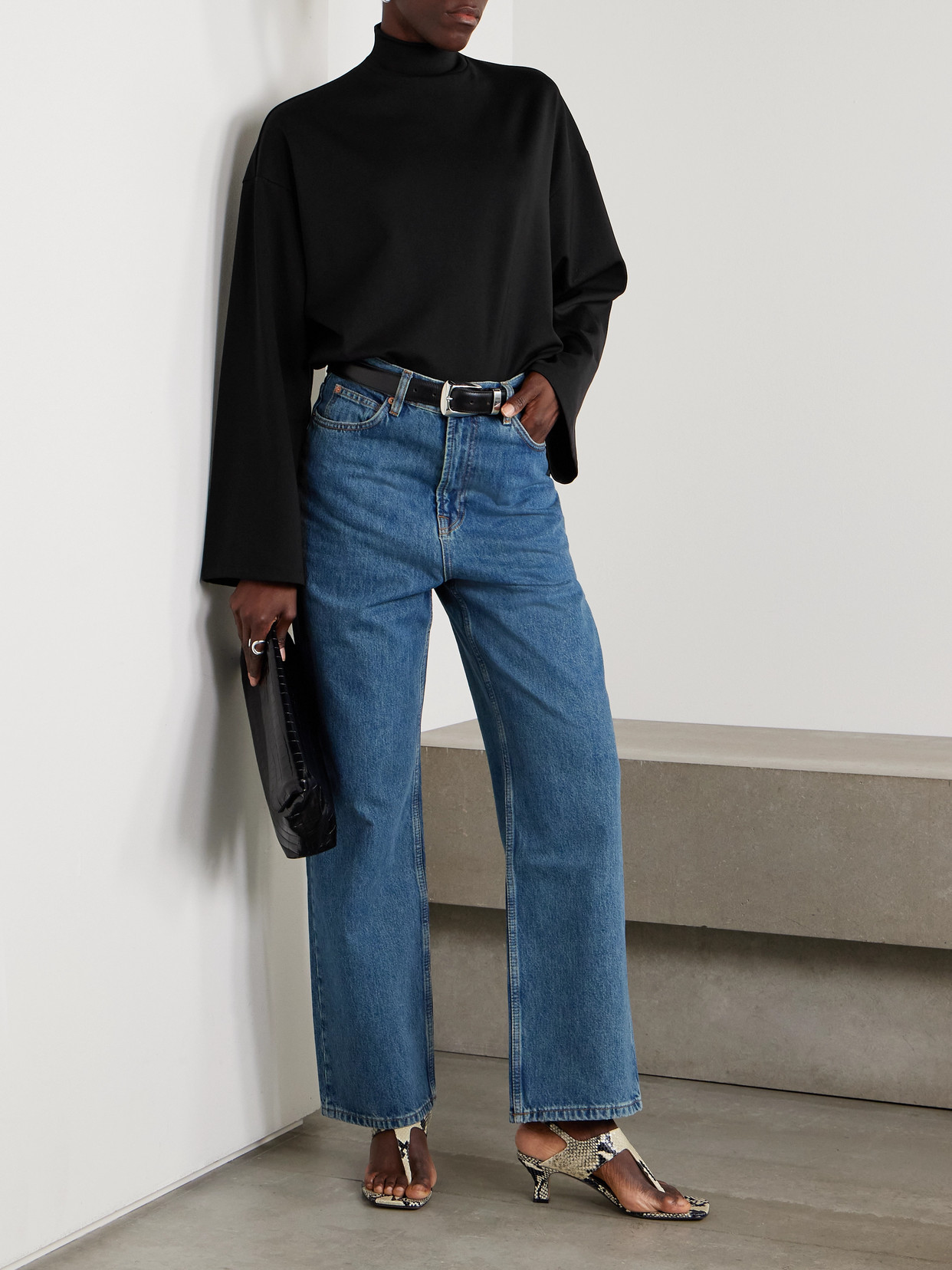 Wardrobe.nyc Opaque Lounge Stretch-polyamide Top In Black