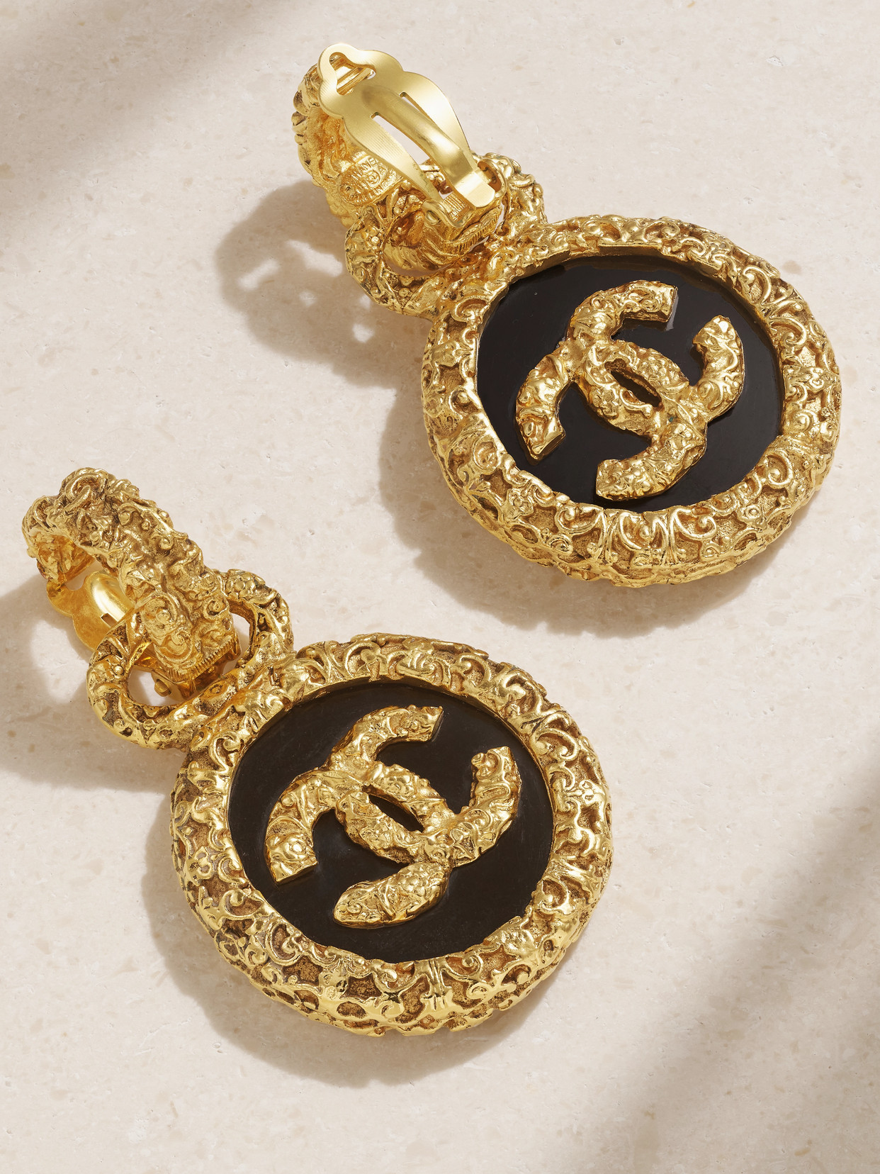 Vintage Chanel Gold-plated And Enamel Clip Earrings