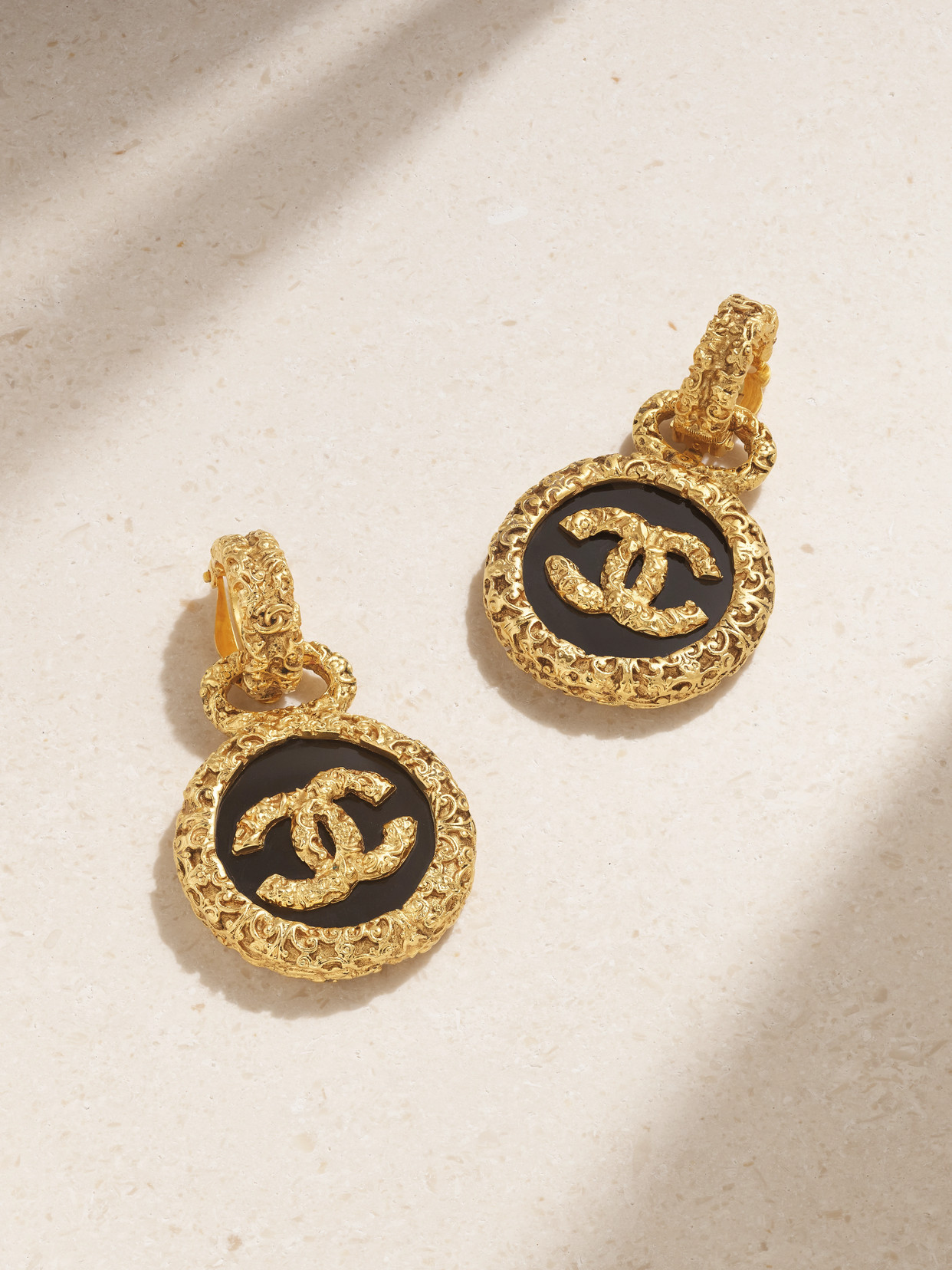 Vintage Chanel Gold-plated And Enamel Clip Earrings