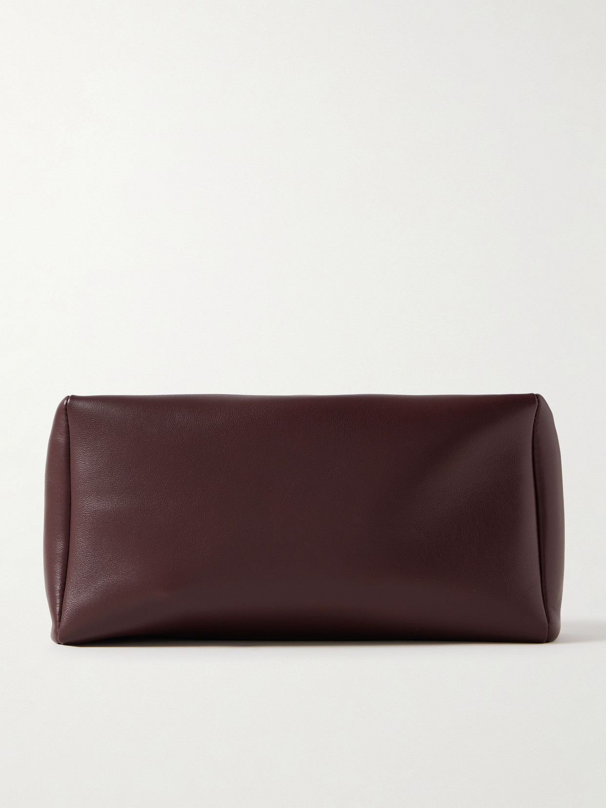 The Row Leather Clutch In Burgundy