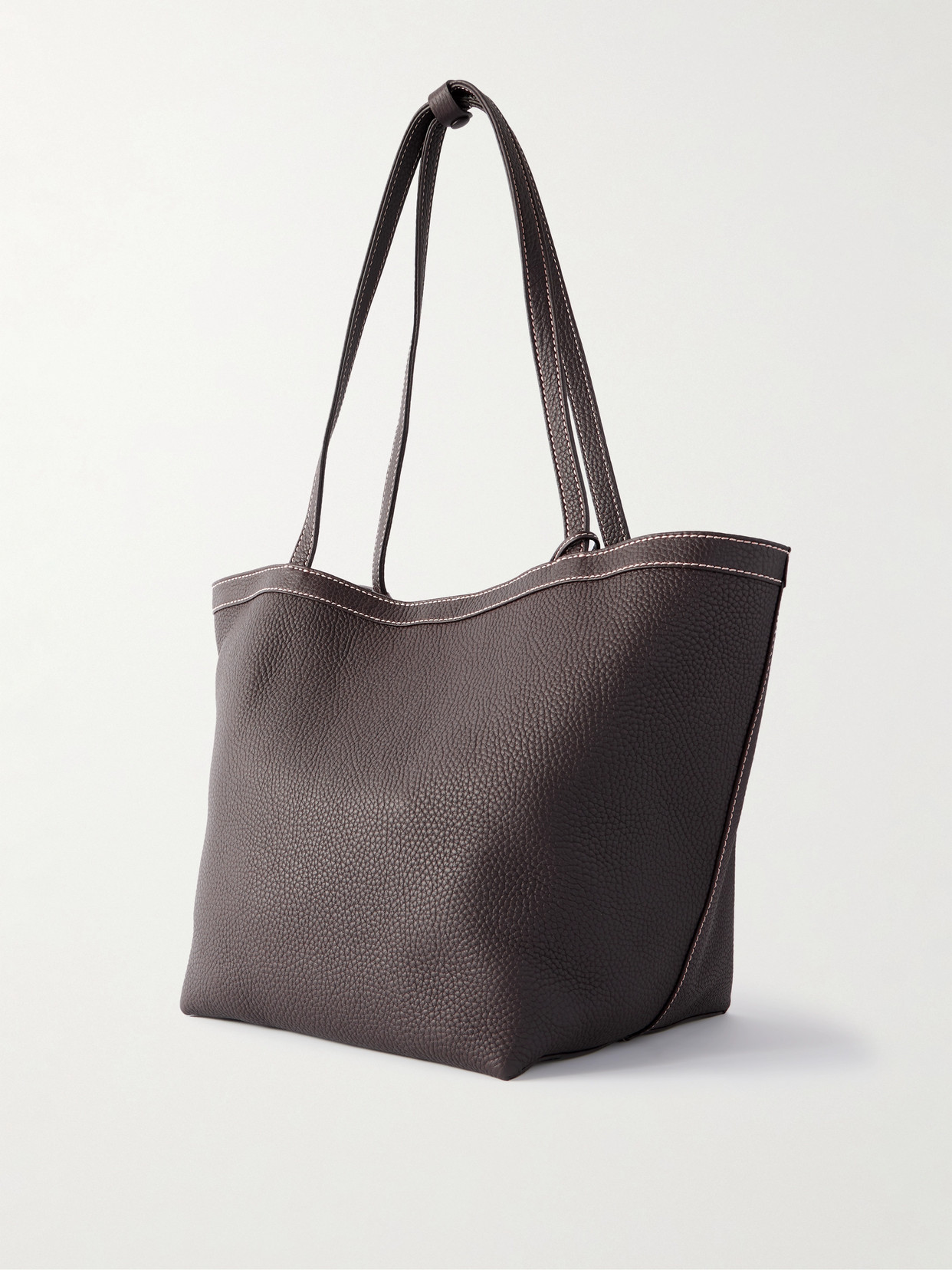 The Row Park Small Textured-leather Tote In Brown