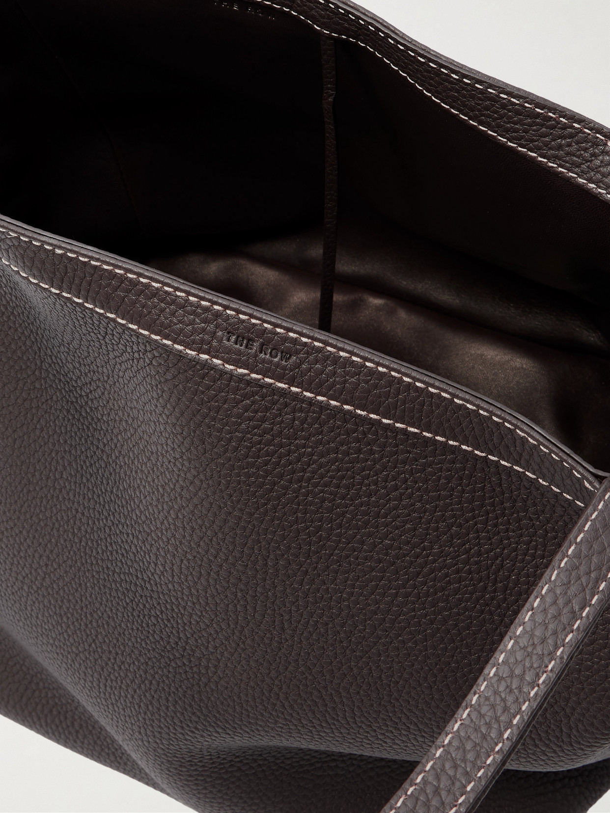The Row Park Small Textured-leather Tote In Brown