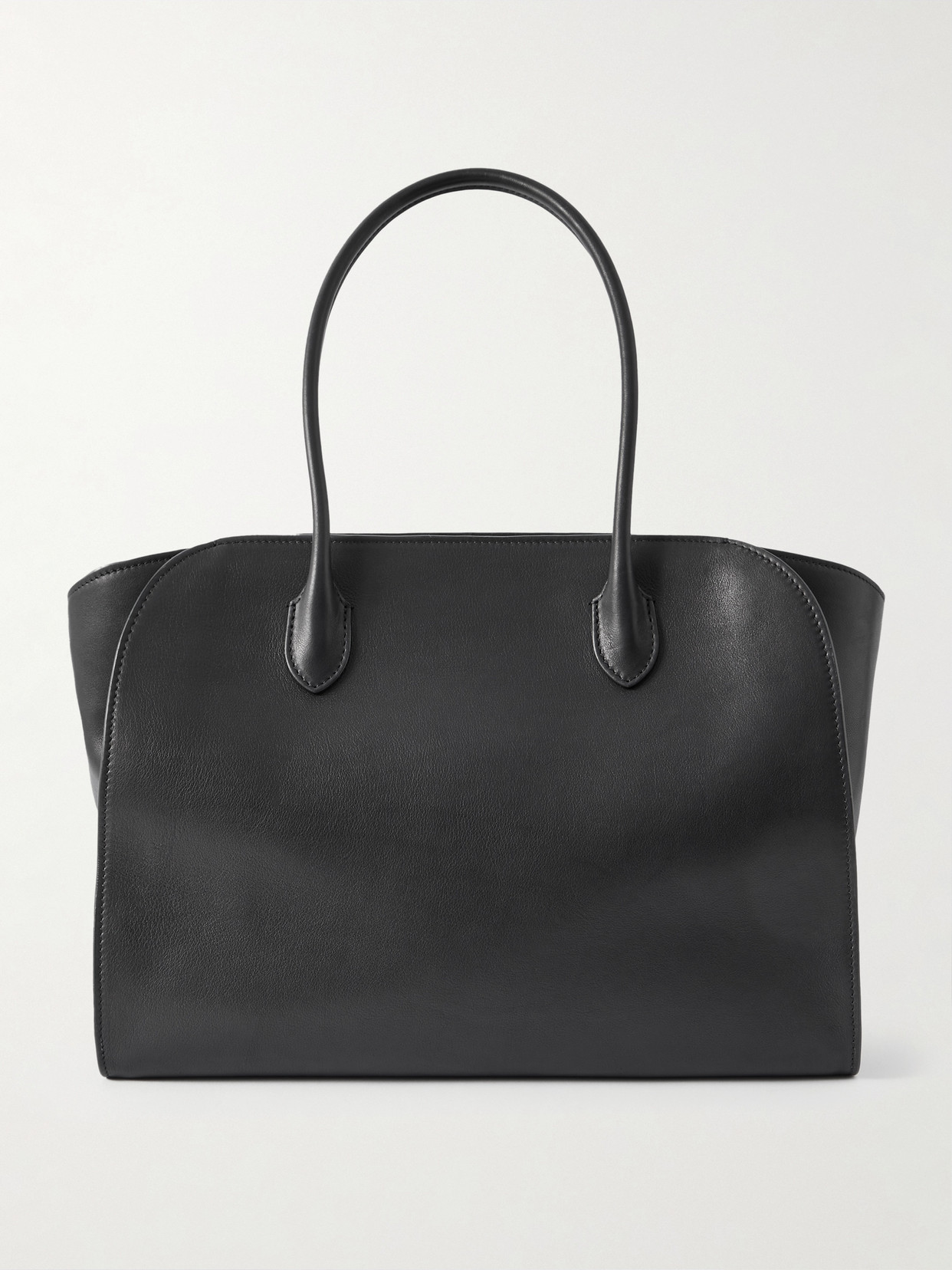The Row Marlo 14 Textured-leather Tote In Black