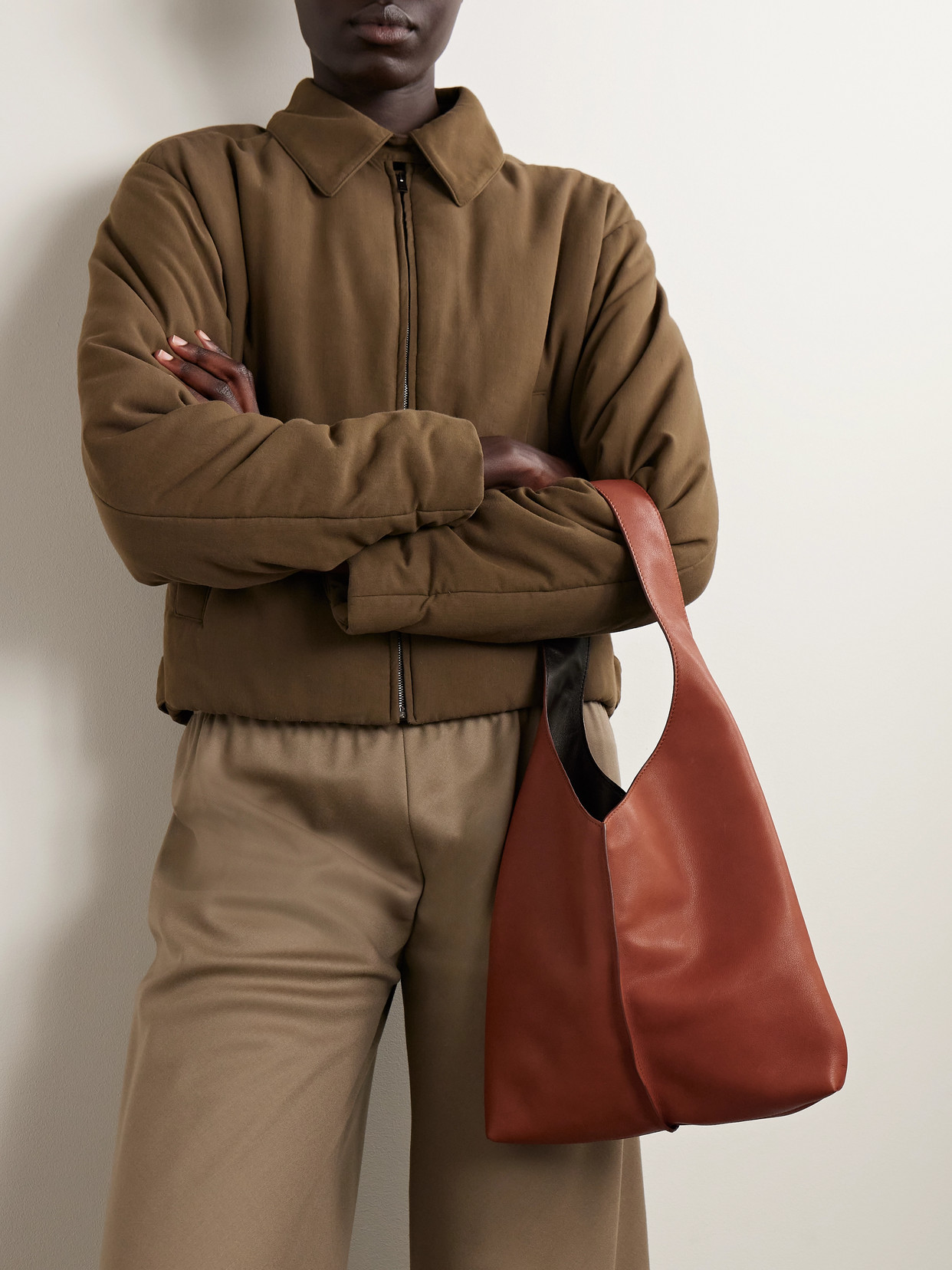 The Row Bindle Stitch Small Leather Shoulder Bag In Brown