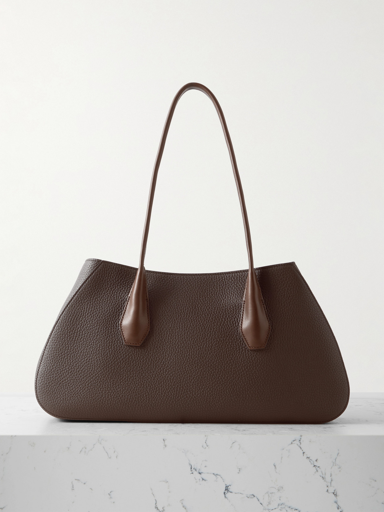 The Row Alger Textured-leather Shoulder Bag In Brown