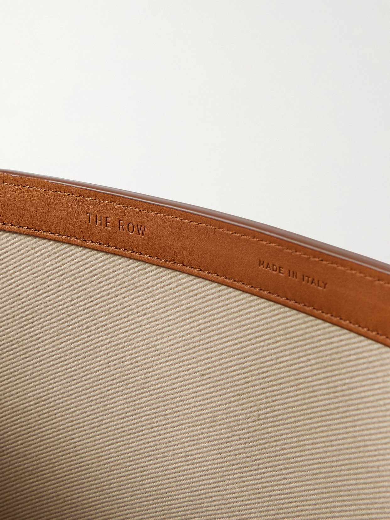 The Row Park Leather-trimmed Twill Tote In Brown