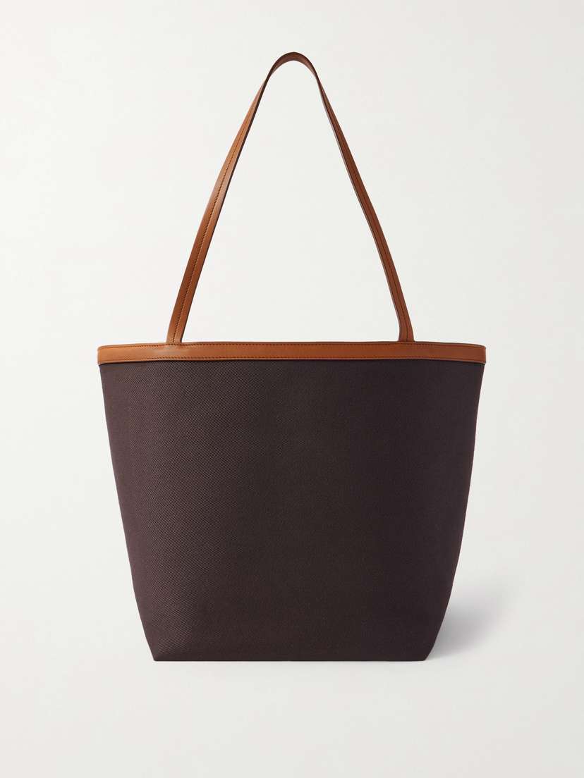 The Row Park Reversible Leather-trimmed Twill Tote