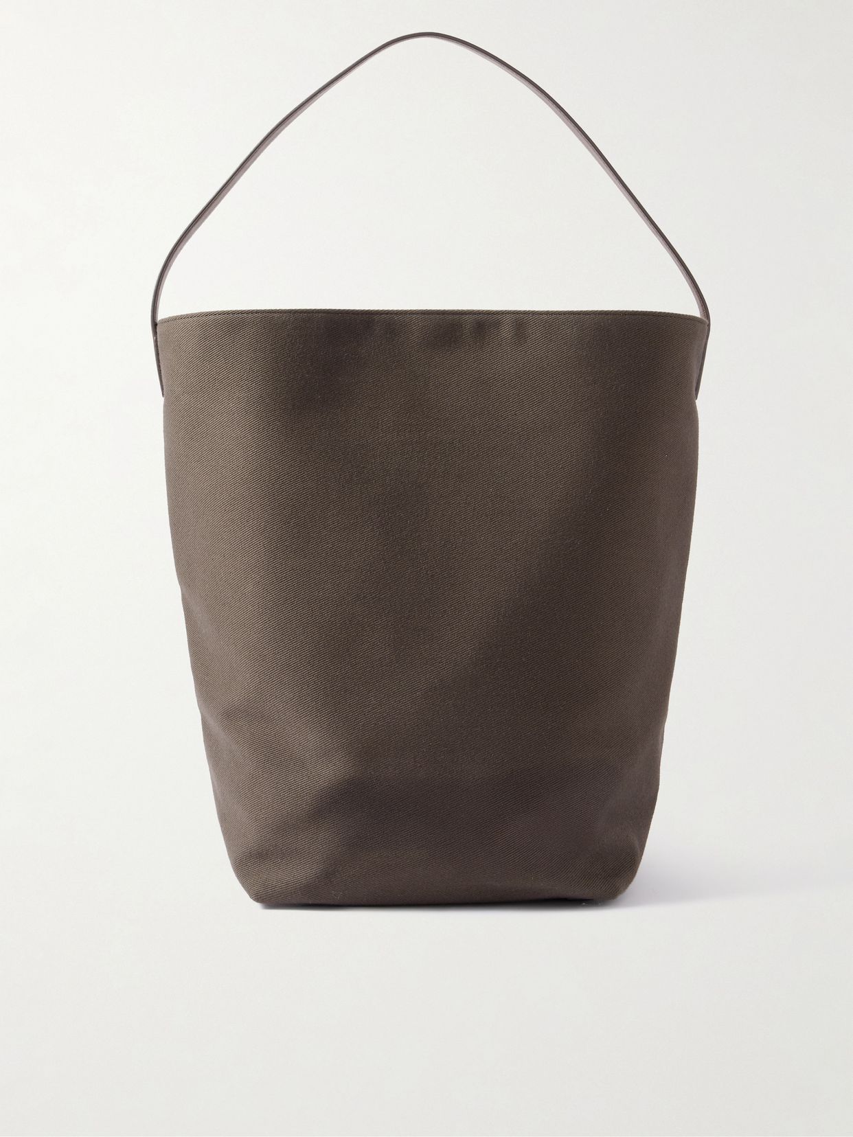 N/S large leather-trimmed cotton-twill tote