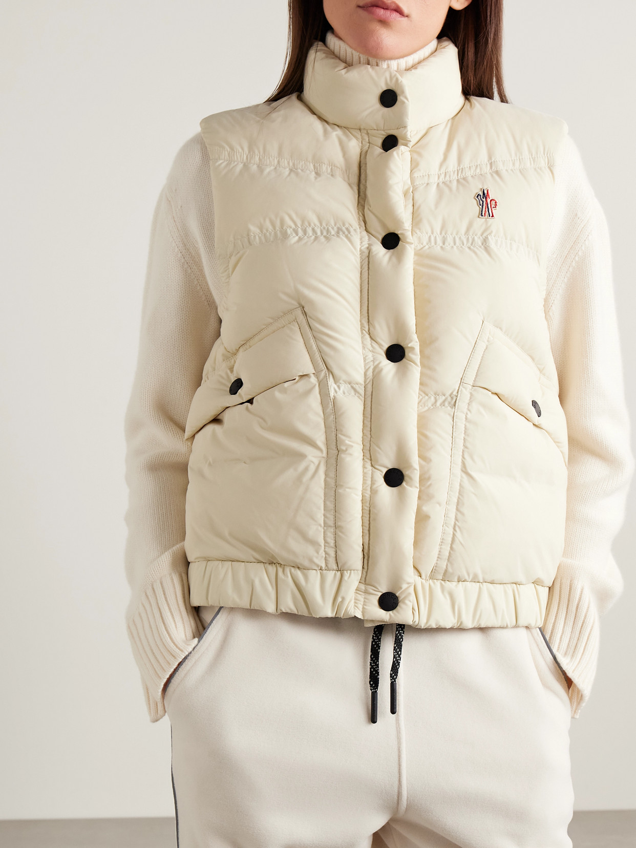 Moncler Baise Quilted Down Vest In Neutral