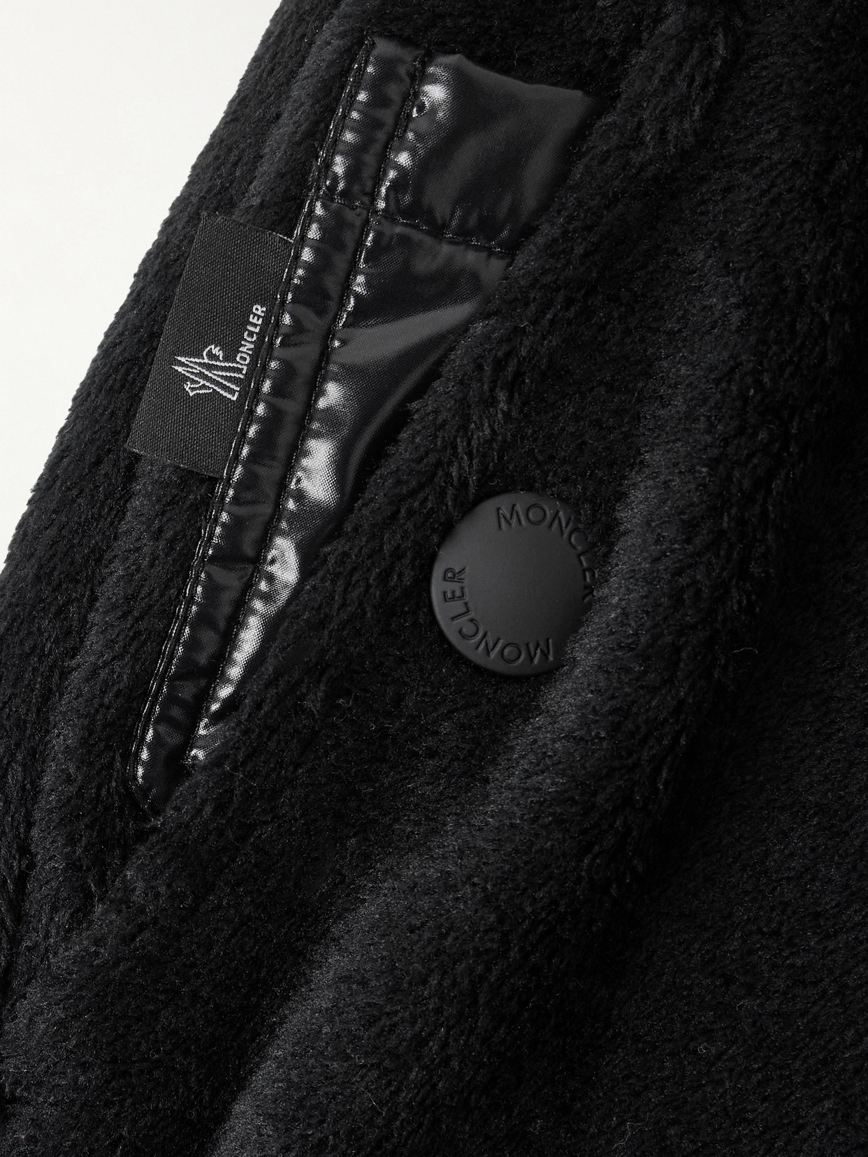 Moncler Shell-trimmed Fleece Tapered Sweatpants In Black