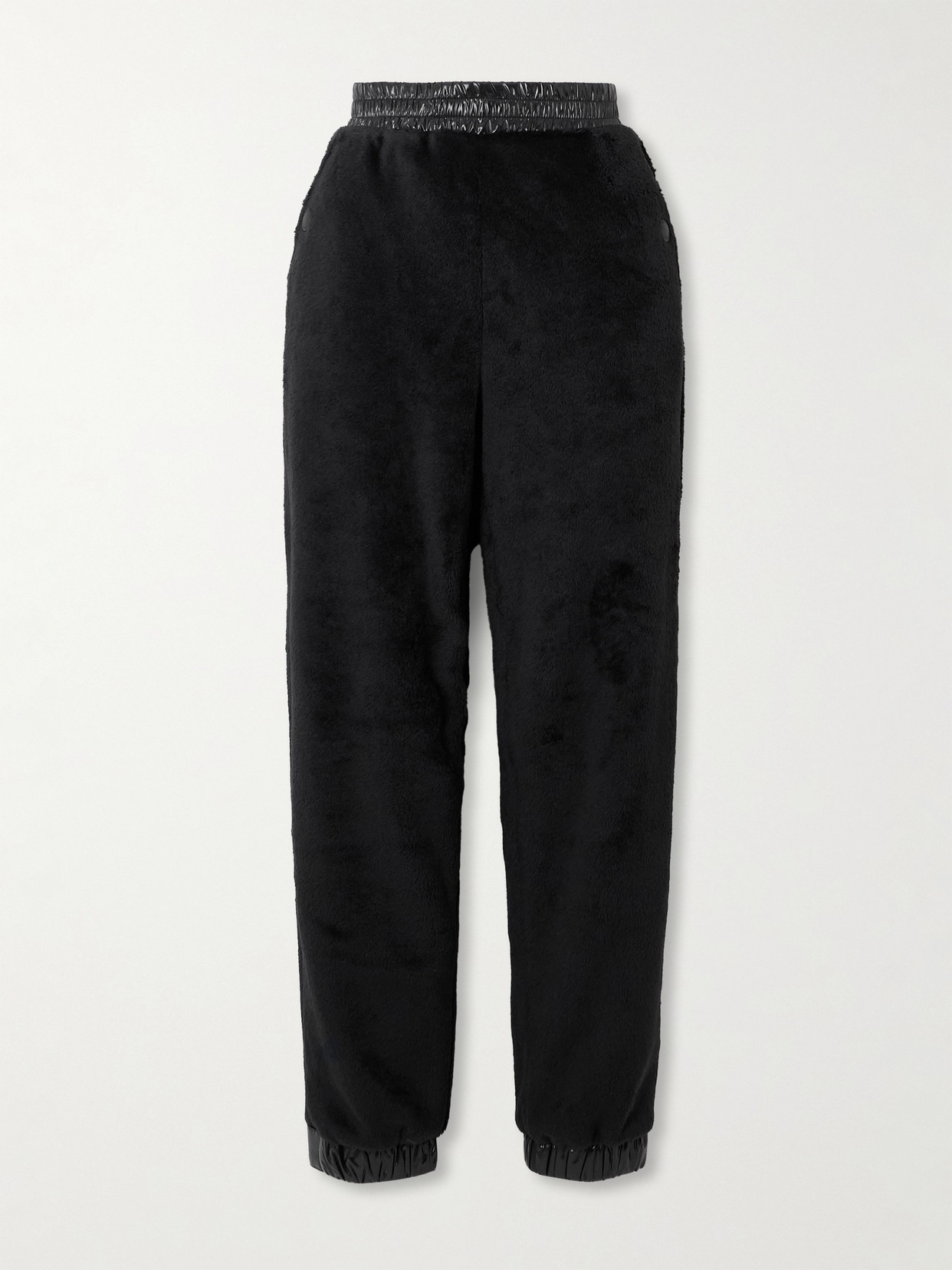Moncler Shell-trimmed Fleece Tapered Sweatpants In Black