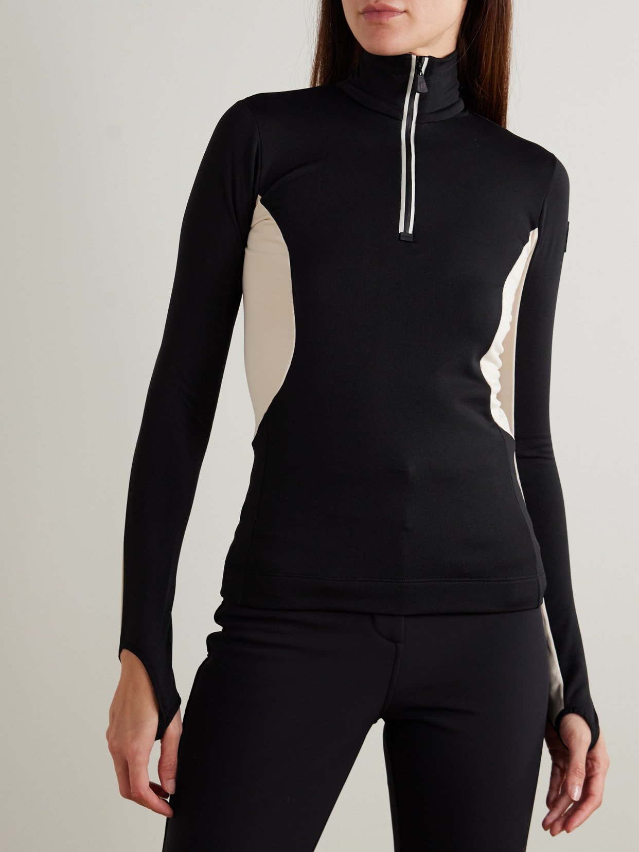 Moncler Color-block Stretch-jersey Base Layer In Black