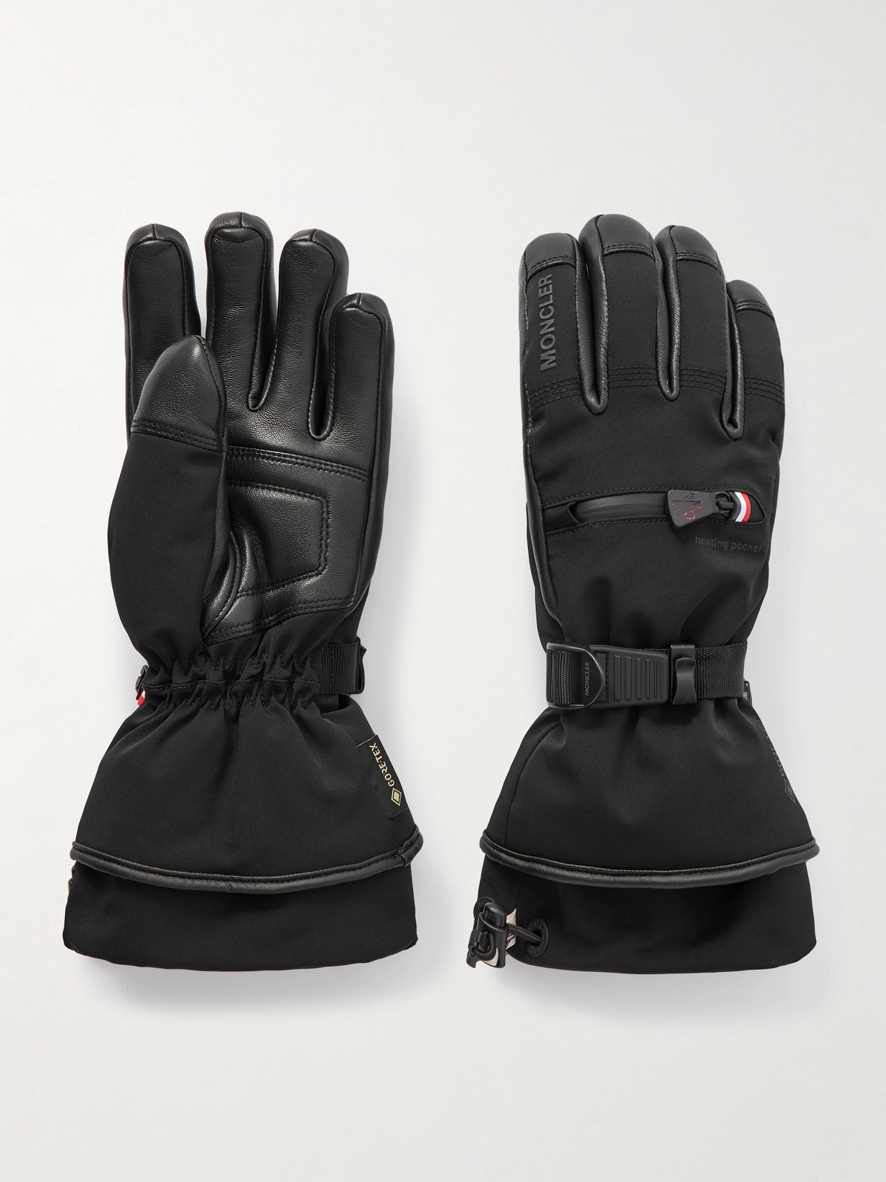 Moncler Padded Zip-pocket Gloves In Black