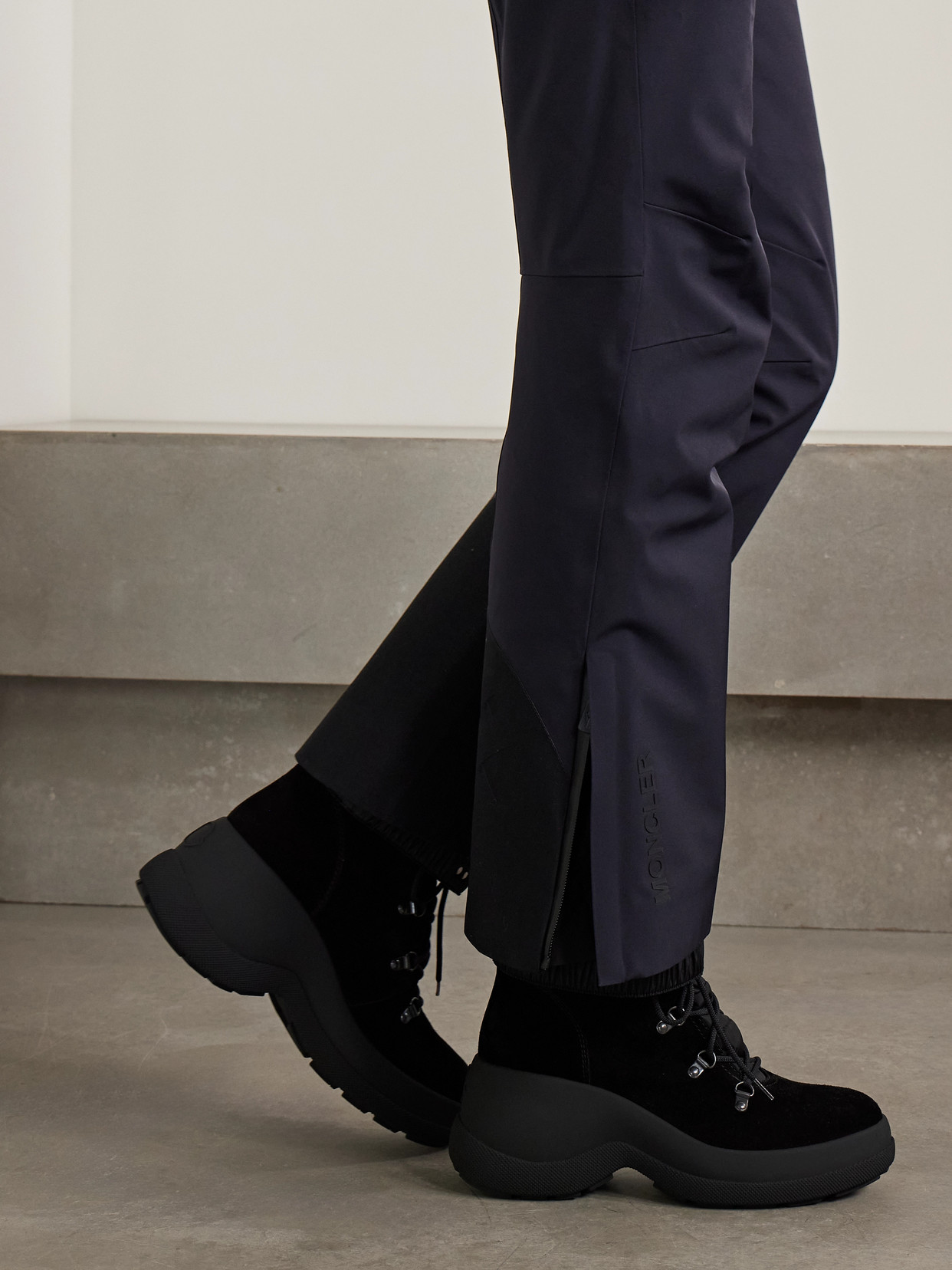 Moncler Belted Bootcut Ski Pants In Black