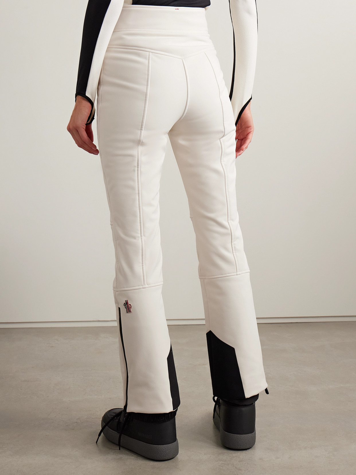 Moncler Paneled Bootcut Ski Pants In White